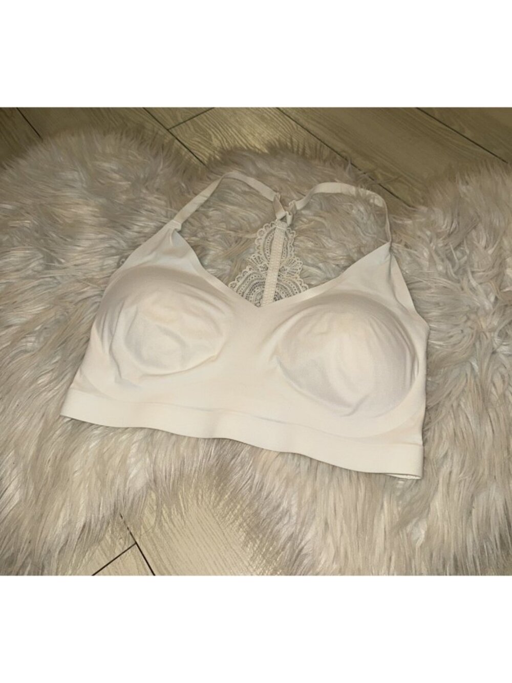 Soma Enbliss Racerback Lace Bra Lined Wire Free Pullover Womens L Large Ivory